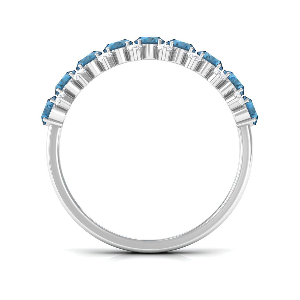 2.50 CT Oval Cut London Blue Topaz and Diamond Half Eternity Ring London Blue Topaz - ( AAA ) - Quality - Rosec Jewels