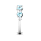 2 CT Round Sky Blue Topaz and Diamond Half Eternity Ring Sky Blue Topaz - ( AAA ) - Quality - Rosec Jewels