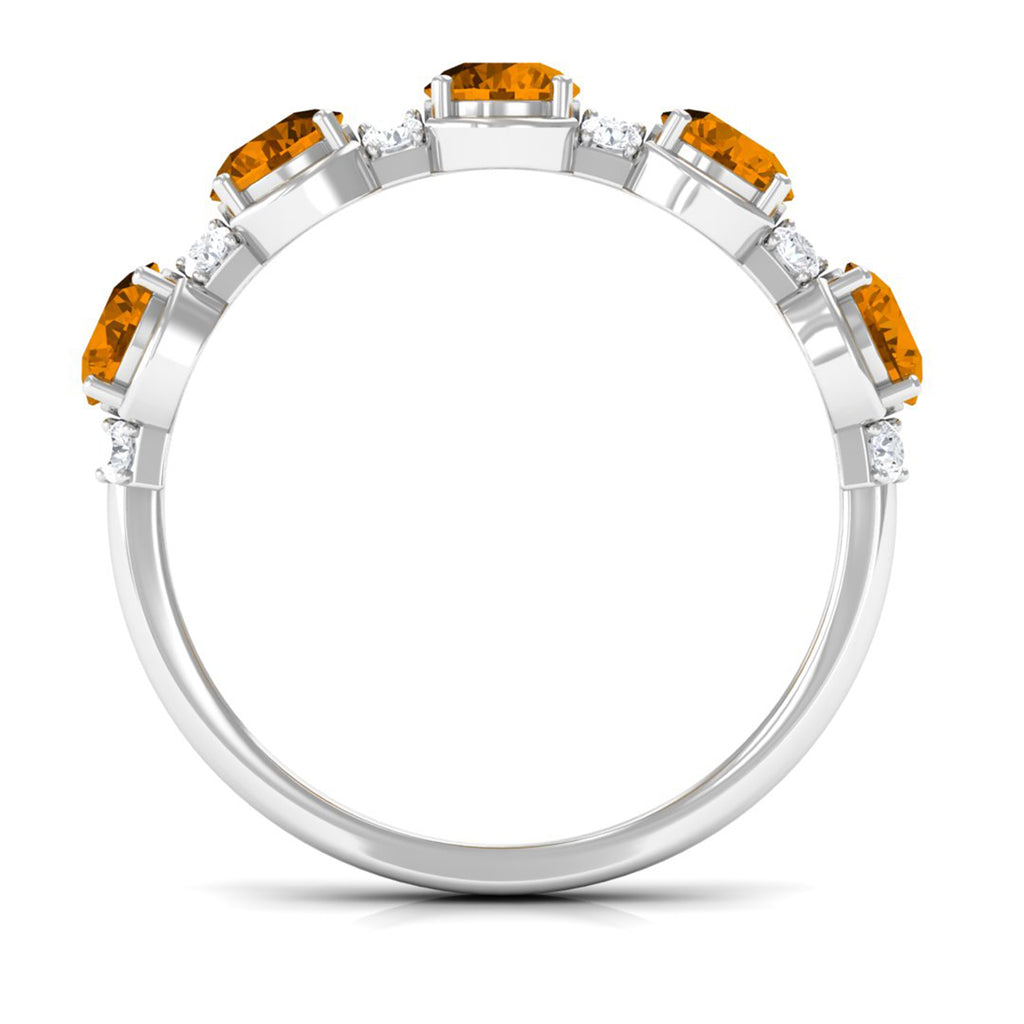 1.50 CT Elegant Citrine Half Eternity Ring with Diamond Stones Citrine - ( AAA ) - Quality - Rosec Jewels