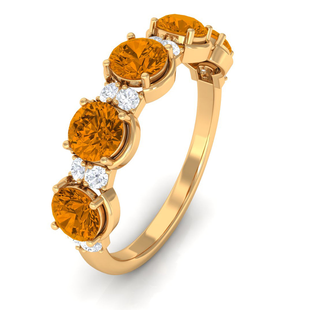 1.50 CT Elegant Citrine Half Eternity Ring with Diamond Stones Citrine - ( AAA ) - Quality - Rosec Jewels
