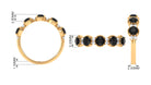 Black Onyx Half Eternity Ring with Diamond Black Onyx - ( AAA ) - Quality - Rosec Jewels