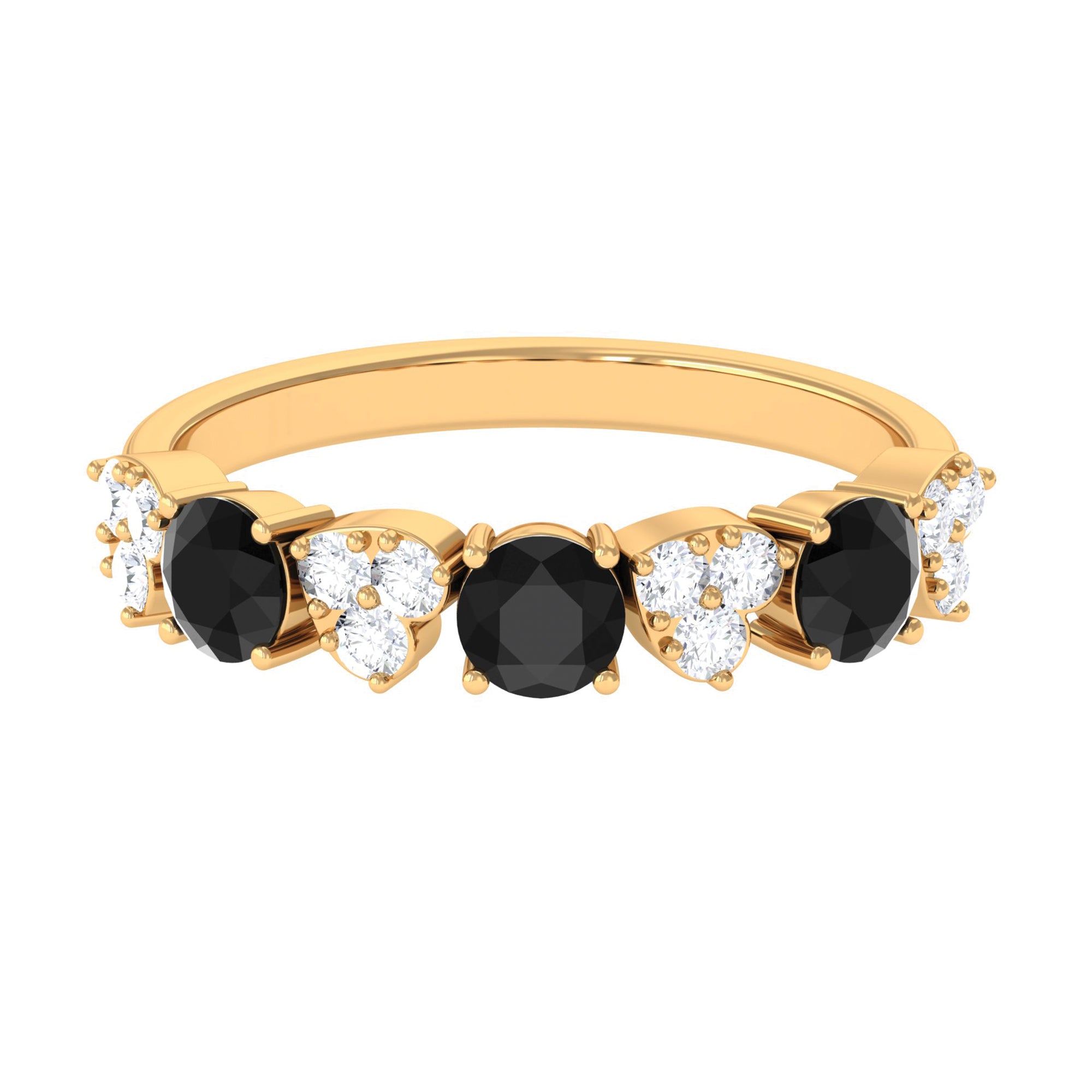1.50 CT Alternate Black Diamond and Diamond Heart Eternity Ring Black Diamond - ( AAA ) - Quality - Rosec Jewels