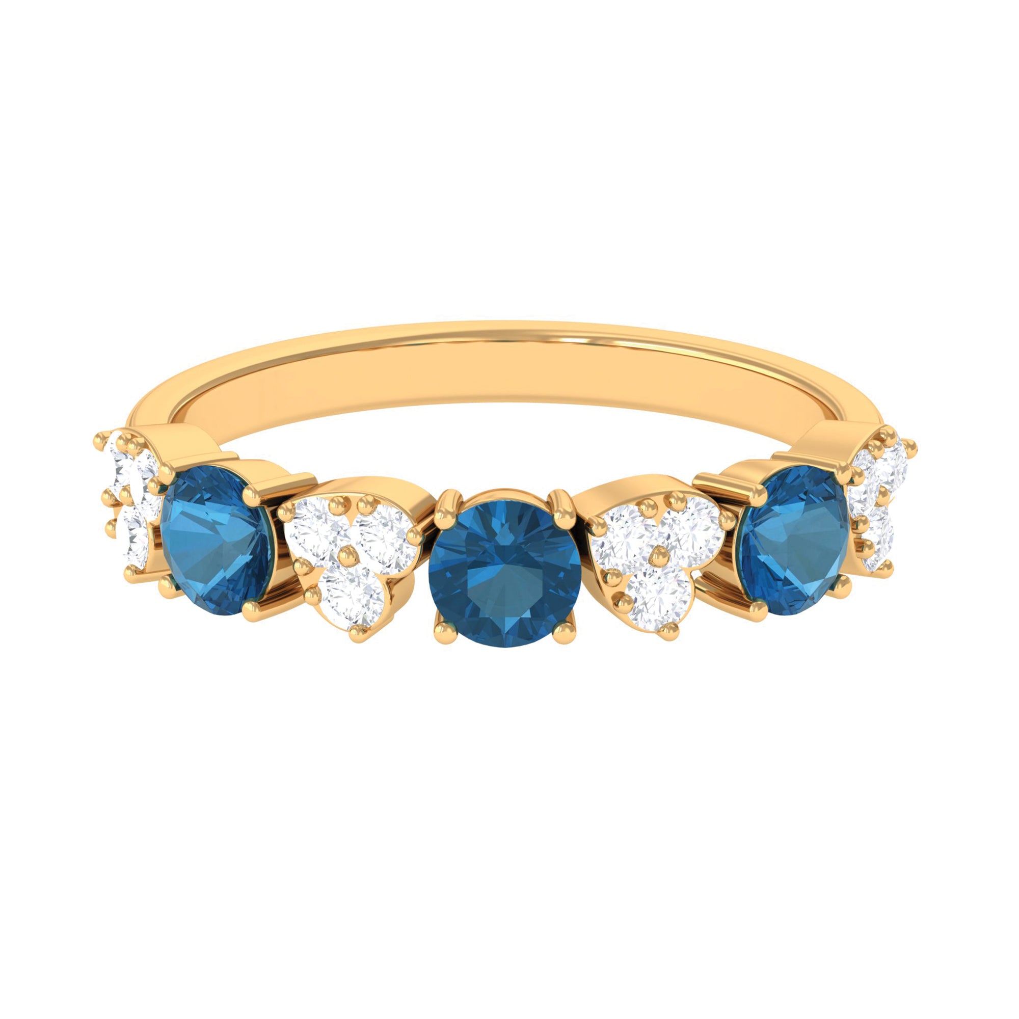 1.25 CT Alternate London Blue Topaz and Diamond Half Eternity Ring London Blue Topaz - ( AAA ) - Quality - Rosec Jewels
