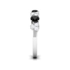 Black Onyx and Diamond Heart Shape Half Eternity Ring Black Onyx - ( AAA ) - Quality - Rosec Jewels