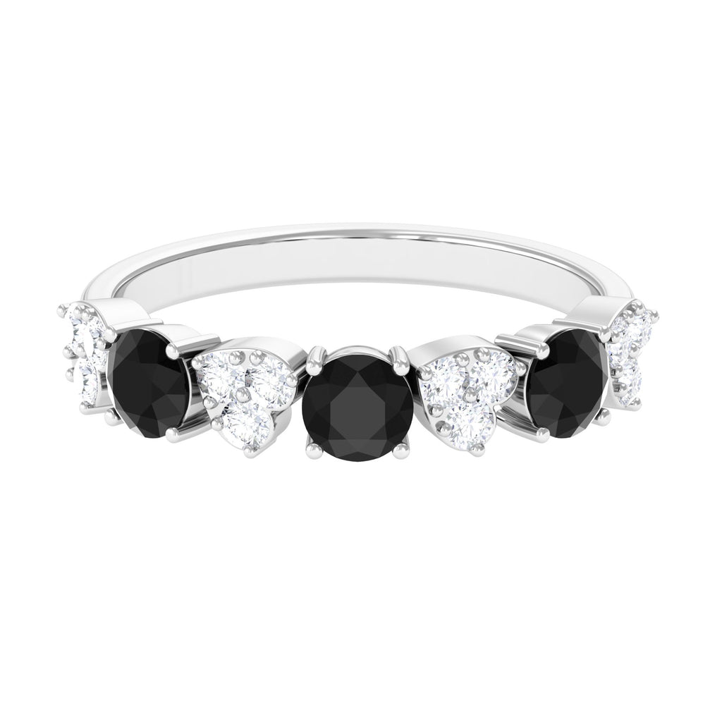 1.50 CT Alternate Black Spinel and Diamond Half Eternity Ring Black Spinel - ( AAA ) - Quality - Rosec Jewels