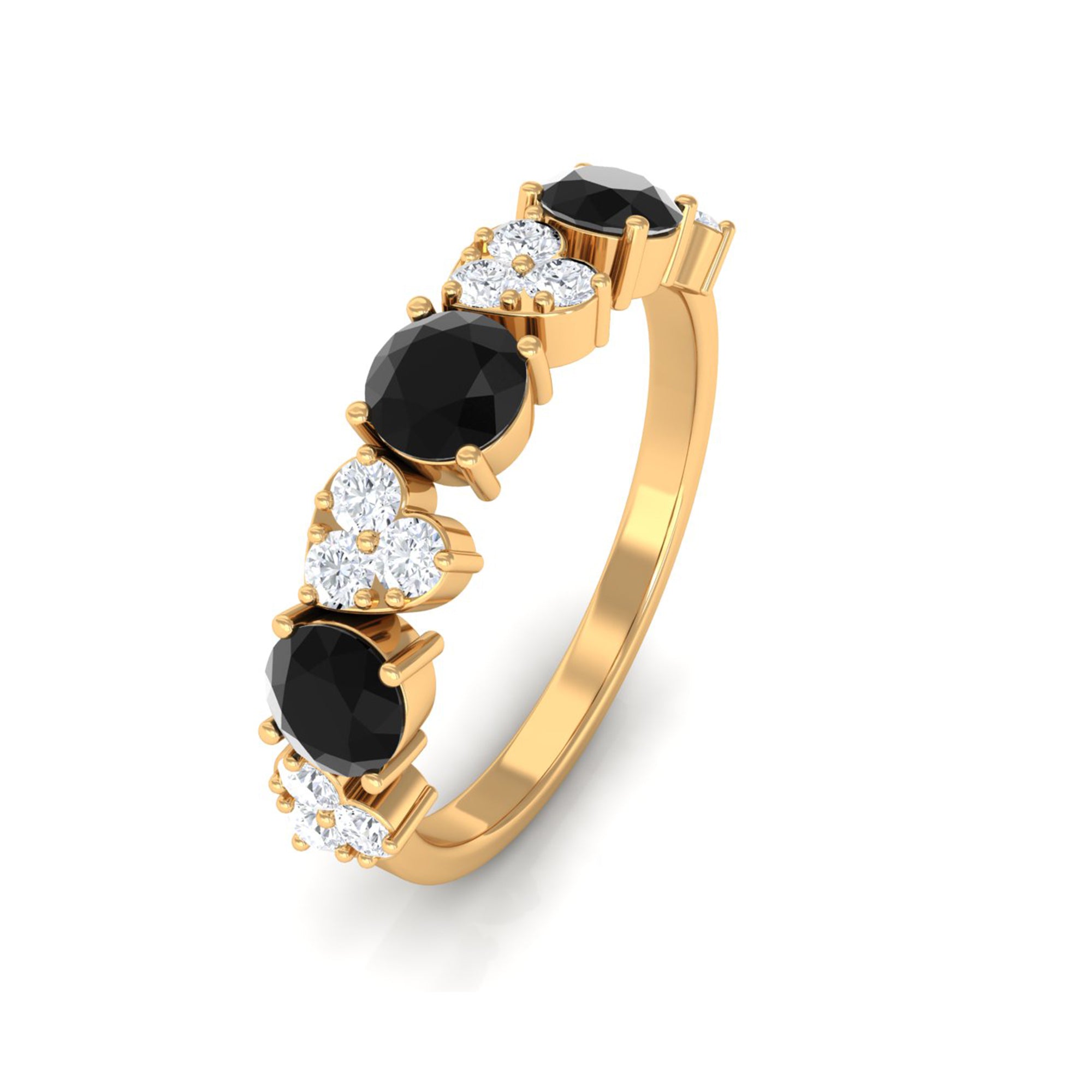 1.50 CT Alternate Black Spinel and Diamond Half Eternity Ring Black Spinel - ( AAA ) - Quality - Rosec Jewels