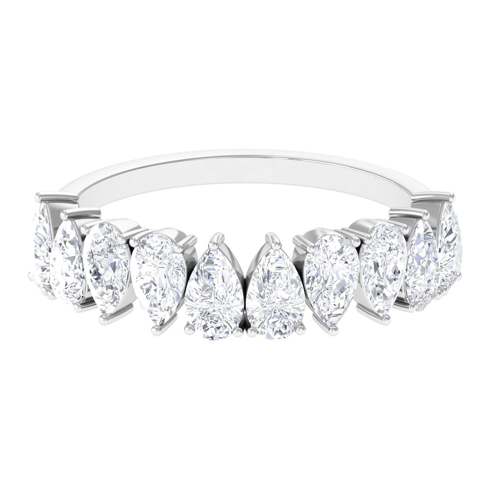 Pear Cut Moissanite Elegant Half Eternity Ring Moissanite - ( D-VS1 ) - Color and Clarity - Rosec Jewels