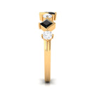 Natural Black Onyx and Diamond Semi Eternity Ring Black Onyx - ( AAA ) - Quality - Rosec Jewels