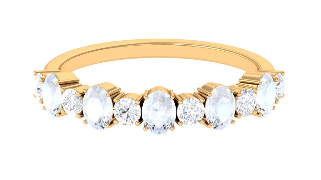 1.5 CT Alternate Moonstone and Diamond Semi Eternity Ring Moonstone - ( AAA ) - Quality - Rosec Jewels
