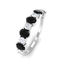 Alternate Semi Eternity Ring with Black Onyx and Diamond Black Onyx - ( AAA ) - Quality - Rosec Jewels