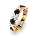 2.50 CT Oval Black Spinel and Moissanite Eternity Band Black Spinel - ( AAA ) - Quality - Rosec Jewels