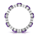 Amethyst and Diamond Heart Shape Eternity Ring Amethyst - ( AAA ) - Quality - Rosec Jewels