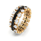 Black Onyx Art Deco Eternity Ring with Moissanite Black Onyx - ( AAA ) - Quality - Rosec Jewels