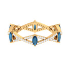London Blue Topaz and Diamond Crossover Eternity Ring London Blue Topaz - ( AAA ) - Quality - Rosec Jewels