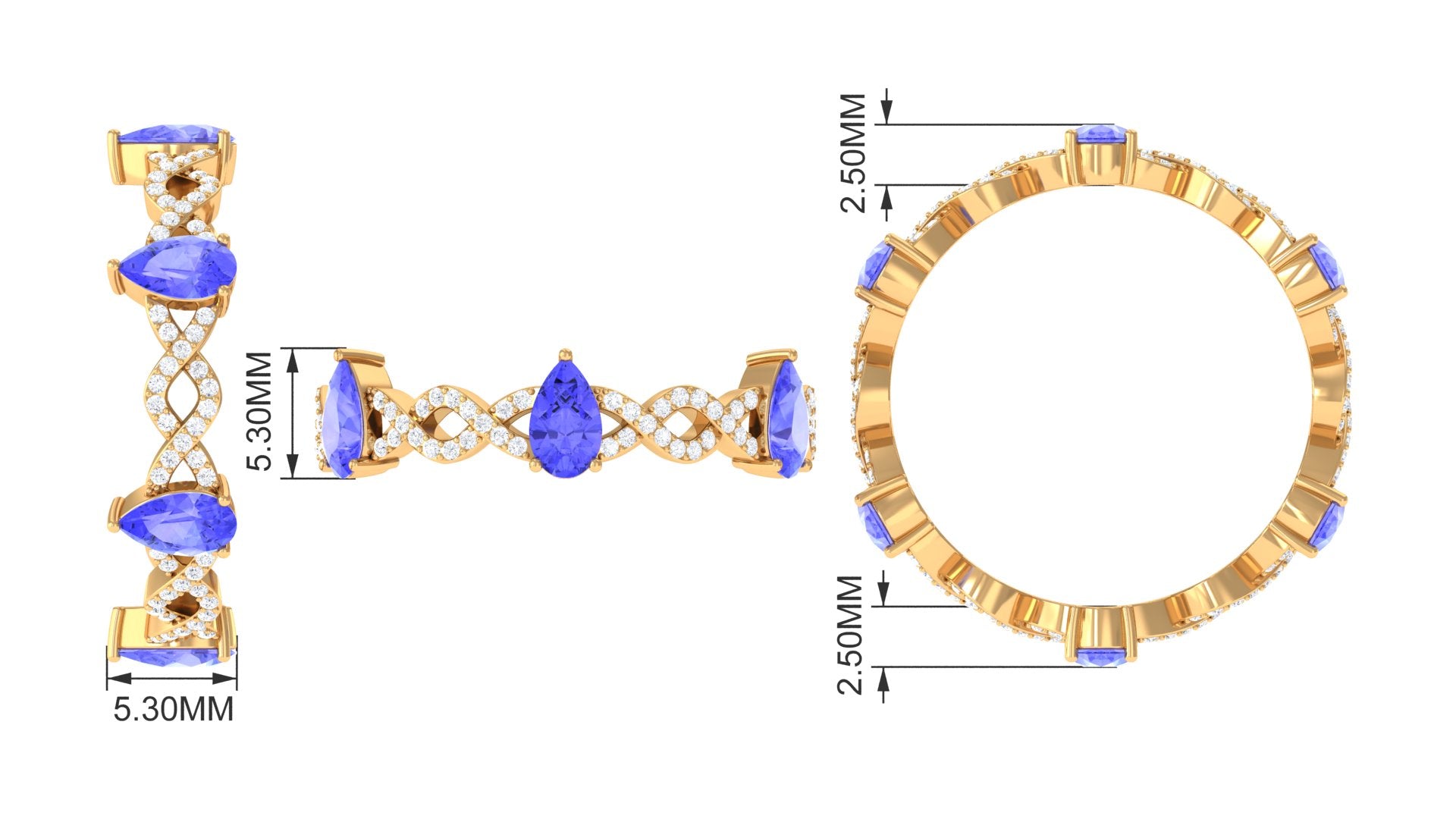 2 CT Tanzanite and Diamond Full Eternity Ring with Crossover Shank Tanzanite - ( AAA ) - Quality - Rosec Jewels