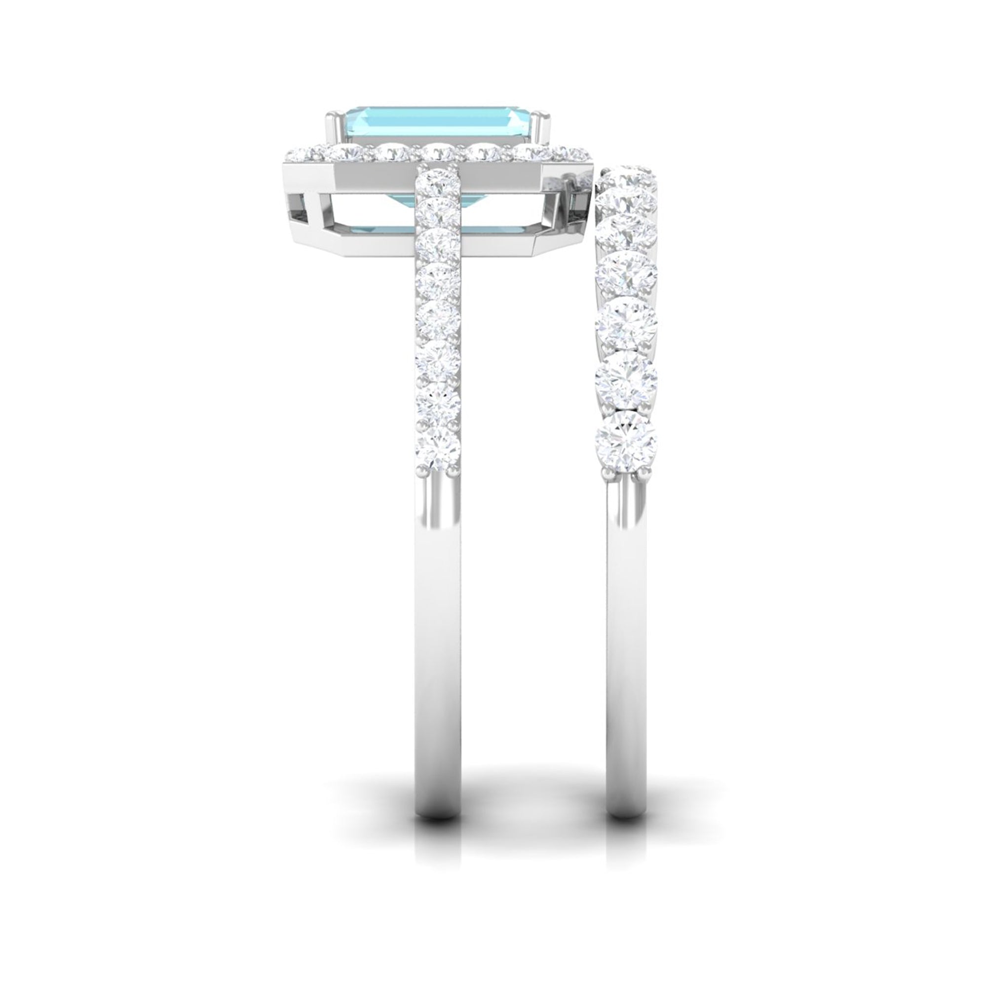 2.75 CT Sky Blue Topaz and Moissanite Stackable Ring Set Sky Blue Topaz - ( AAA ) - Quality - Rosec Jewels