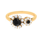 Created Black Diamond Designer Halo Engagement Ring with Diamond Lab Created Black Diamond - ( AAAA ) - Quality - Rosec Jewels