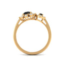 Created Black Diamond Designer Halo Engagement Ring with Diamond Lab Created Black Diamond - ( AAAA ) - Quality - Rosec Jewels