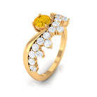 Yellow Sapphire and Diamond Curved Engagement Ring Yellow Sapphire - ( AAA ) - Quality - Rosec Jewels