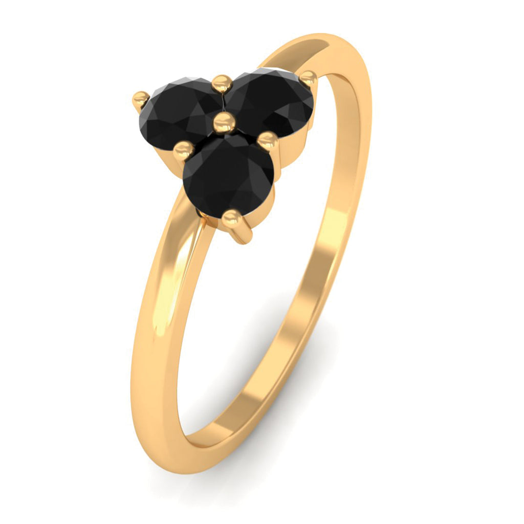 1/2 CT Certified Real Black Diamond Three Stone Promise Ring Black Diamond - ( AAA ) - Quality - Rosec Jewels