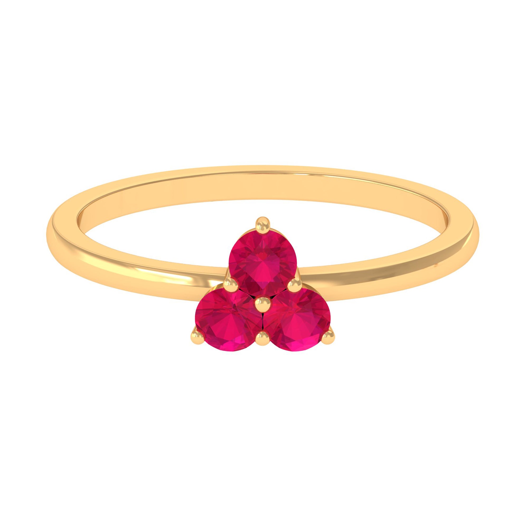 1/2 Carat Three Stone Ruby Promise Ring in Gold Ruby - ( AAA ) - Quality - Rosec Jewels