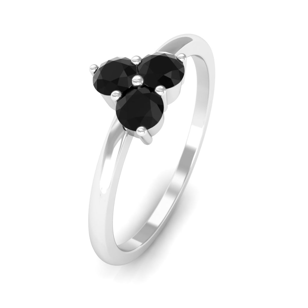1/4 Carat Three Stone Black Onyx Promise Ring in Gold Black Onyx - ( AAA ) - Quality - Rosec Jewels