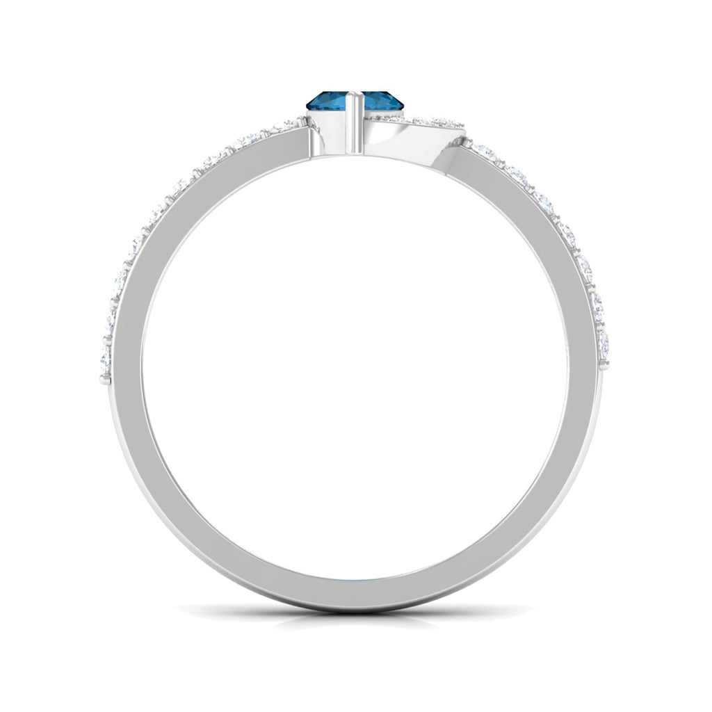 1.25 CT Marquise Cut Swiss Blue Topaz Minimal Ring with Diamond Swiss Blue Topaz - ( AAA ) - Quality - Rosec Jewels
