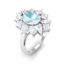 2.25 CT Sky Blue Topaz Cocktail Engagement Ring with Moissanite Sky Blue Topaz - ( AAA ) - Quality - Rosec Jewels