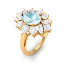2.25 CT Sky Blue Topaz Cocktail Engagement Ring with Moissanite Sky Blue Topaz - ( AAA ) - Quality - Rosec Jewels