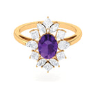 2.25 CT Oval Amethyst Cocktail Engagement Ring with Moissanite Amethyst - ( AAA ) - Quality - Rosec Jewels