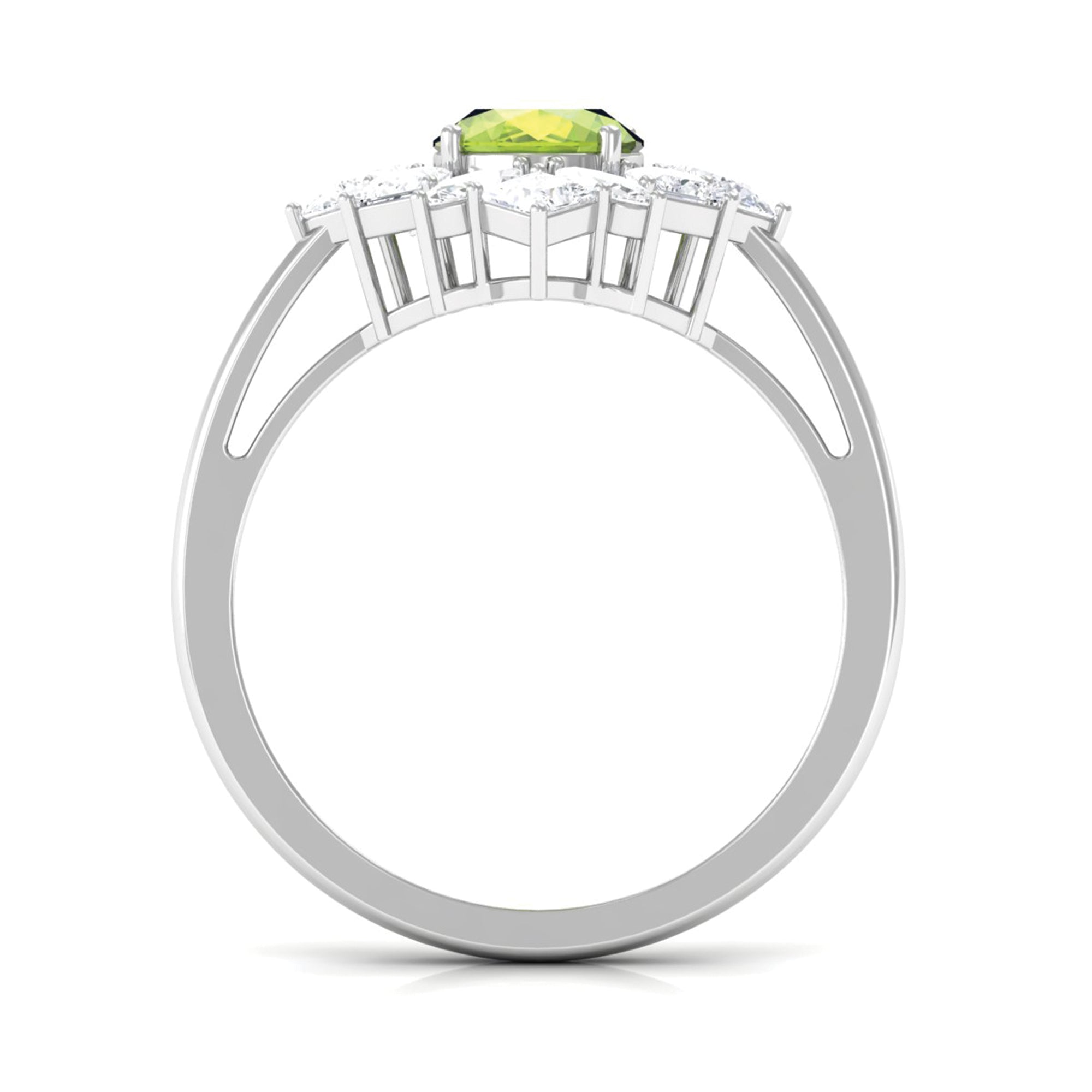 2.25 CT Natural Peridot Cocktail Ring with Moissanite Stones Peridot - ( AAA ) - Quality - Rosec Jewels