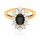 2.25 CT Oval Black Spinel Cocktail Ring with Moissanite Black Spinel - ( AAA ) - Quality - Rosec Jewels