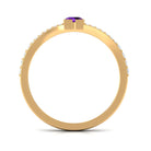 Minimal Amethyst and Diamond Split Shank Promise Ring Amethyst - ( AAA ) - Quality - Rosec Jewels