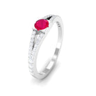 3/4 CT Minimal Ruby and Diamond Split Shank Promise Ring Ruby - ( AAA ) - Quality - Rosec Jewels