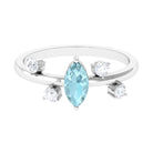 Marquise Cut Solitaire Sky Blue Topaz Ring with Scatter Diamond Sky Blue Topaz - ( AAA ) - Quality - Rosec Jewels