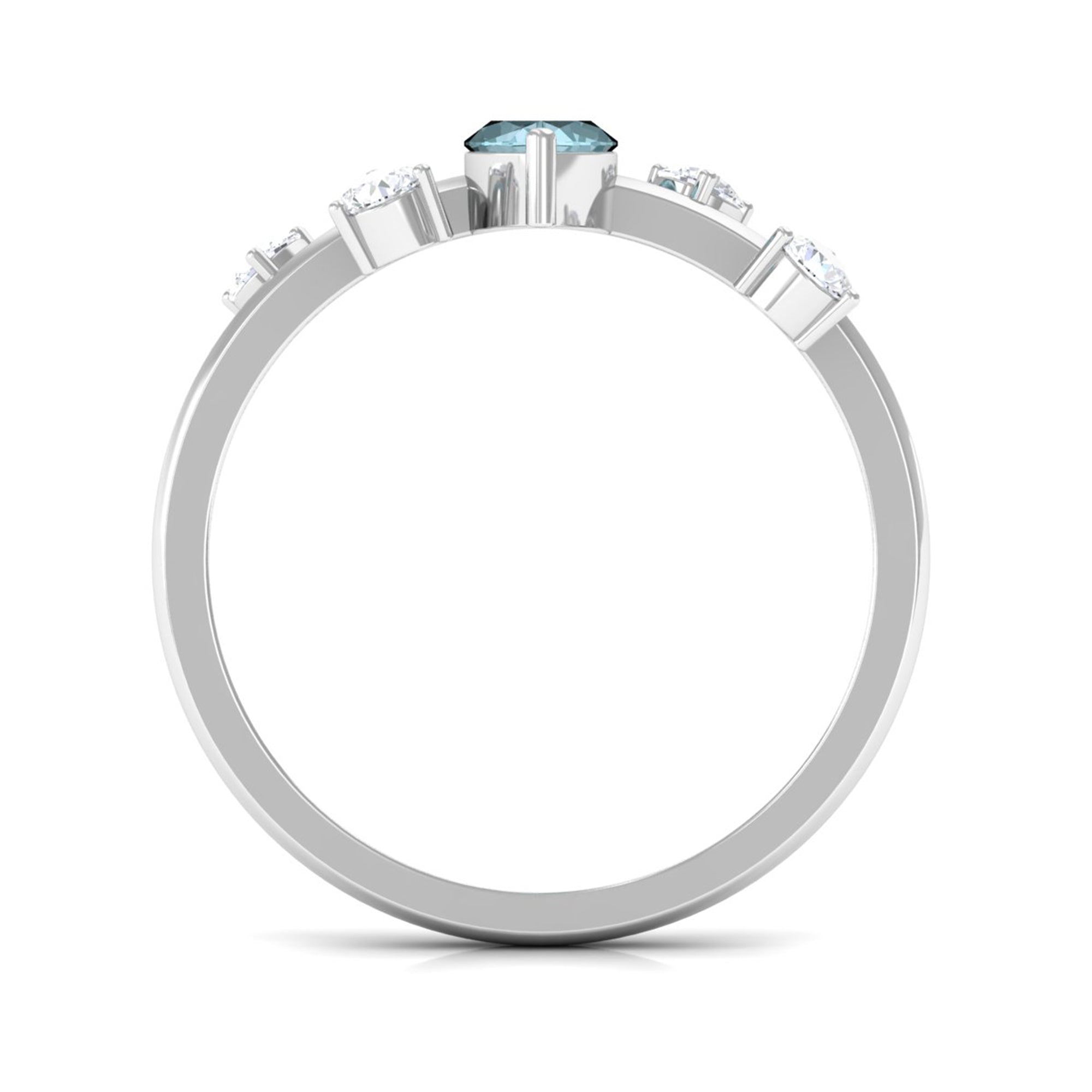 Marquise Cut Solitaire Sky Blue Topaz Ring with Scatter Diamond Sky Blue Topaz - ( AAA ) - Quality - Rosec Jewels
