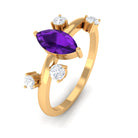 1 Ct Marquise Amethyst Engagement Ring with Scatter Diamond Amethyst - ( AAA ) - Quality - Rosec Jewels