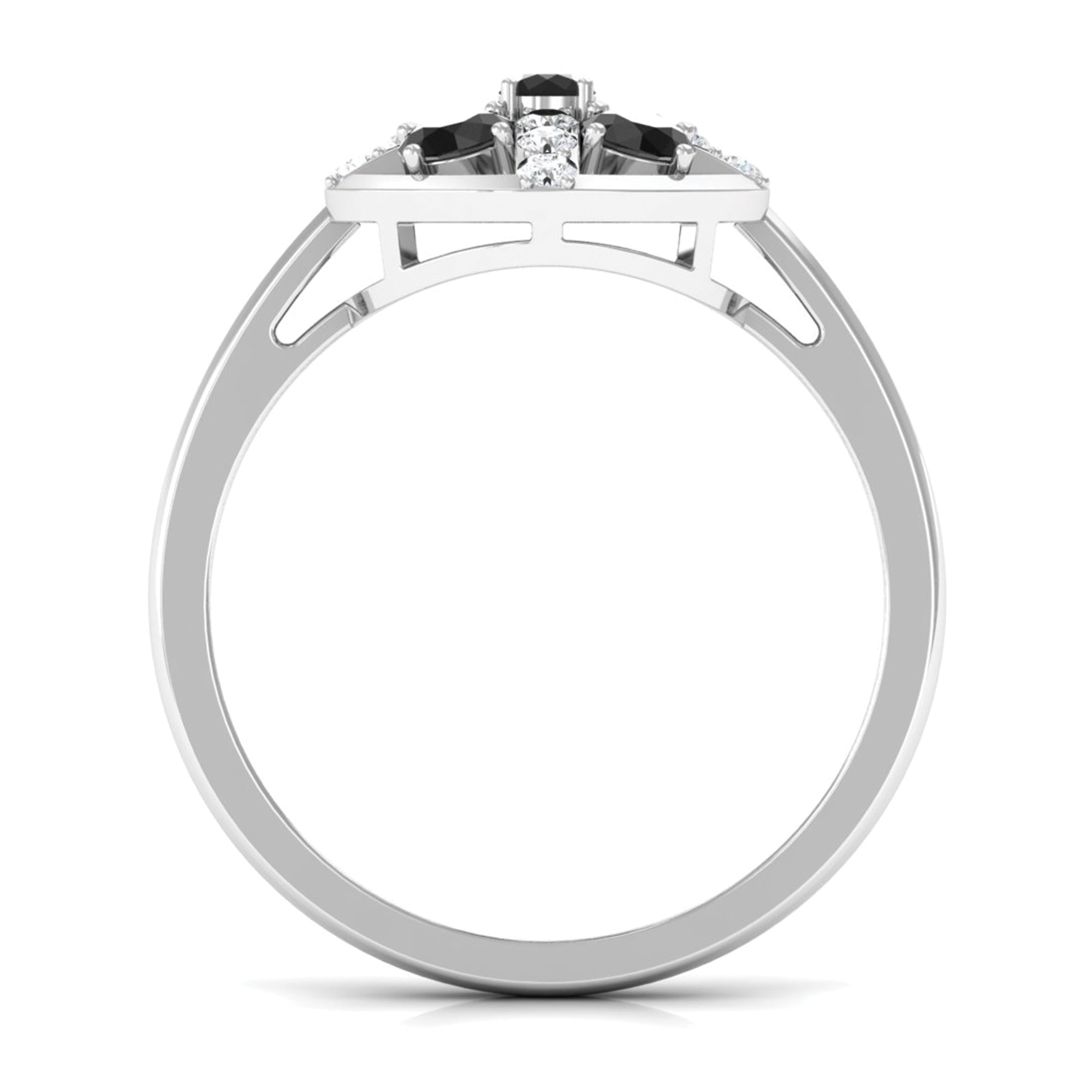 Genuine Black and White Diamond Contemporary Ring Black Diamond - ( AAA ) - Quality - Rosec Jewels