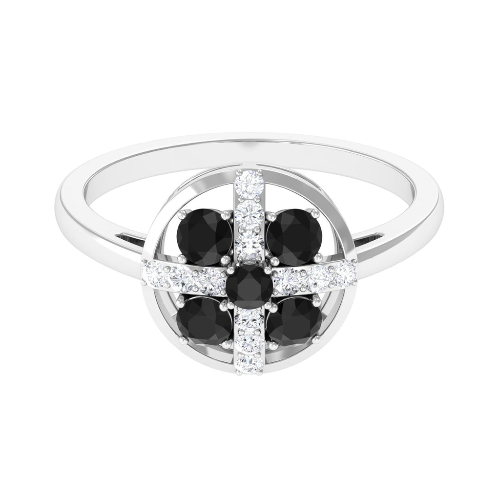 3/4 CT Black Spinel and Diamond Contemporary Ring Black Spinel - ( AAA ) - Quality - Rosec Jewels