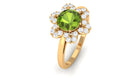 1.75 CT Real Peridot Flower Ring with Moissanite Halo Peridot - ( AAA ) - Quality - Rosec Jewels