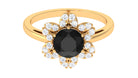 1.75 CT Black Spinel Flower Ring with Diamond Halo Black Spinel - ( AAA ) - Quality - Rosec Jewels