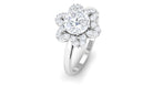 Cubic Zirconia Flower Promise Ring Zircon - ( AAAA ) - Quality - Rosec Jewels