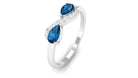 3/4 CT London Blue Topaz Infinity Promise Ring with Diamond London Blue Topaz - ( AAA ) - Quality - Rosec Jewels
