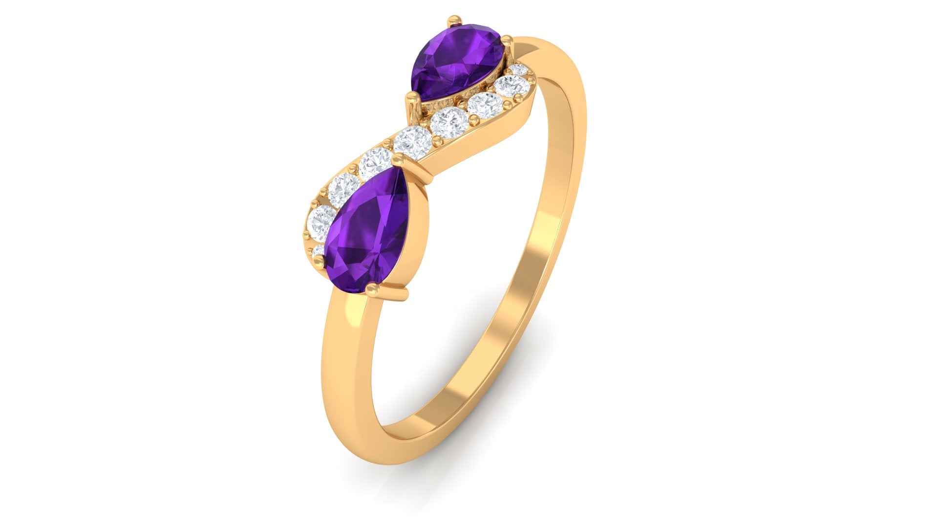 1/2 CT Pear Amethyst Infinity Promise Ring with Diamond Amethyst - ( AAA ) - Quality - Rosec Jewels