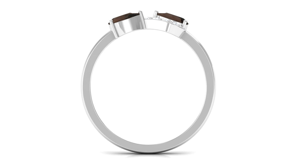 Pear Cut Smoky Quartz Infinity Promise Ring with Diamond Smoky Quartz - ( AAA ) - Quality - Rosec Jewels