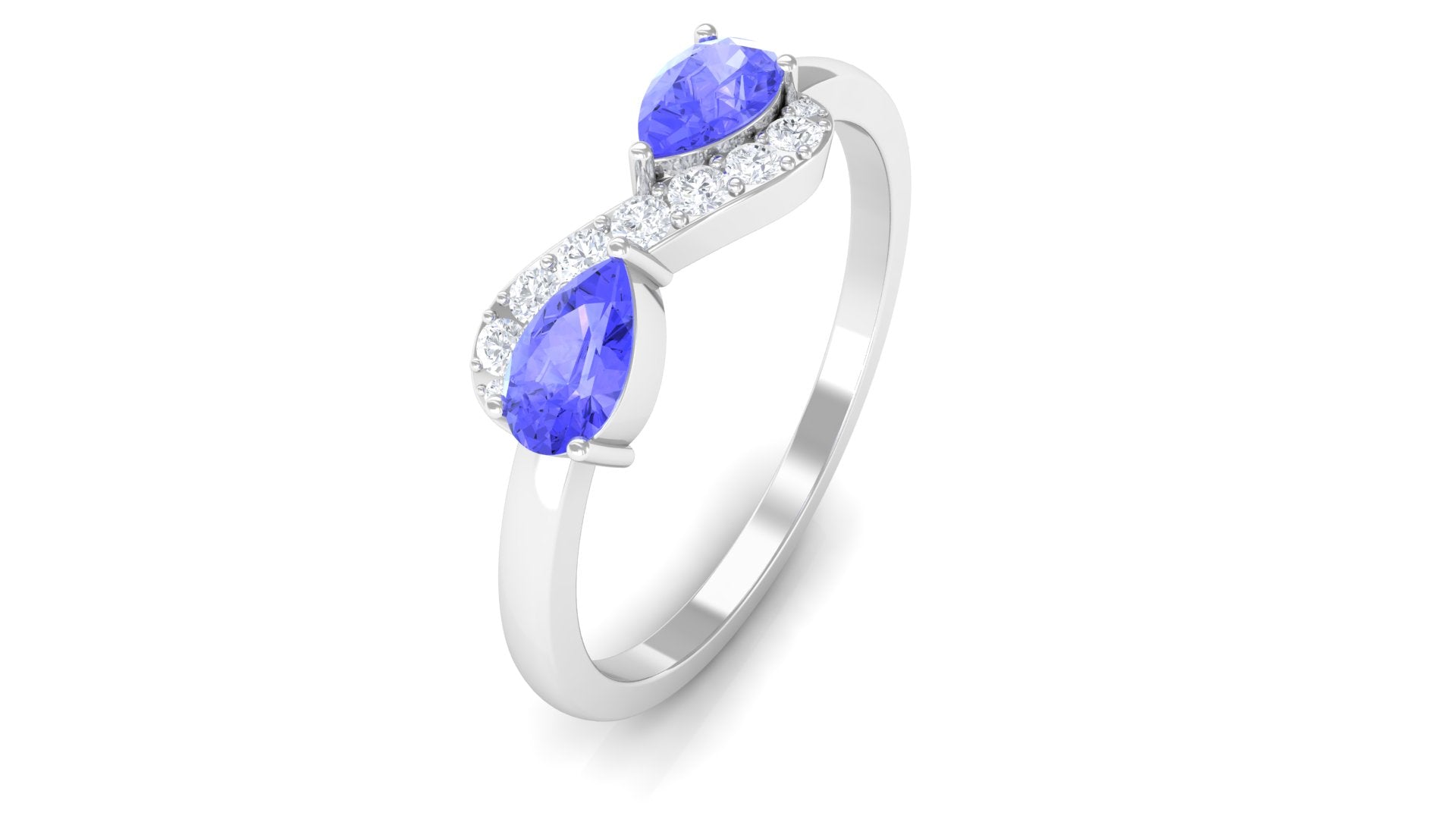 Pear Cut Tanzanite and Diamond Infinity Promise Ring Tanzanite - ( AAA ) - Quality - Rosec Jewels