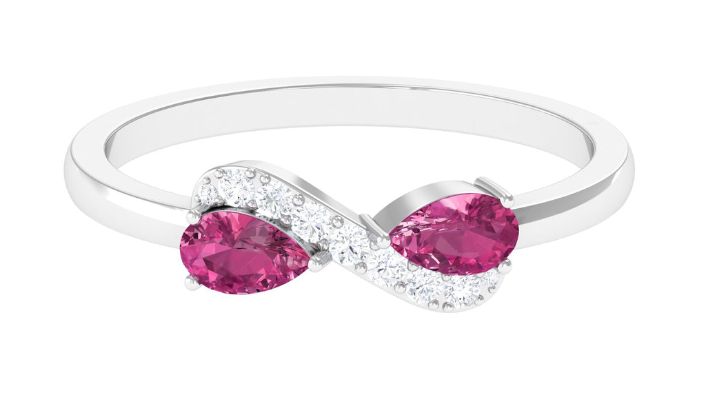 Pink Tourmaline Infinity Promise Ring with Diamond Pink Tourmaline - ( AAA ) - Quality - Rosec Jewels