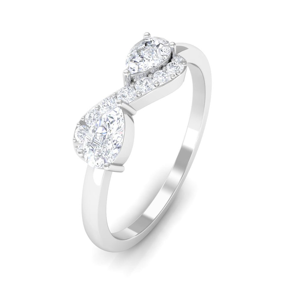Pear and Round Moissanite Infinity Promise Ring Moissanite - ( D-VS1 ) - Color and Clarity - Rosec Jewels