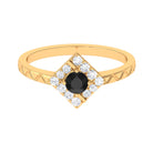 Minimal Black and White Diamond Textured Ring Black Diamond - ( AAA ) - Quality - Rosec Jewels