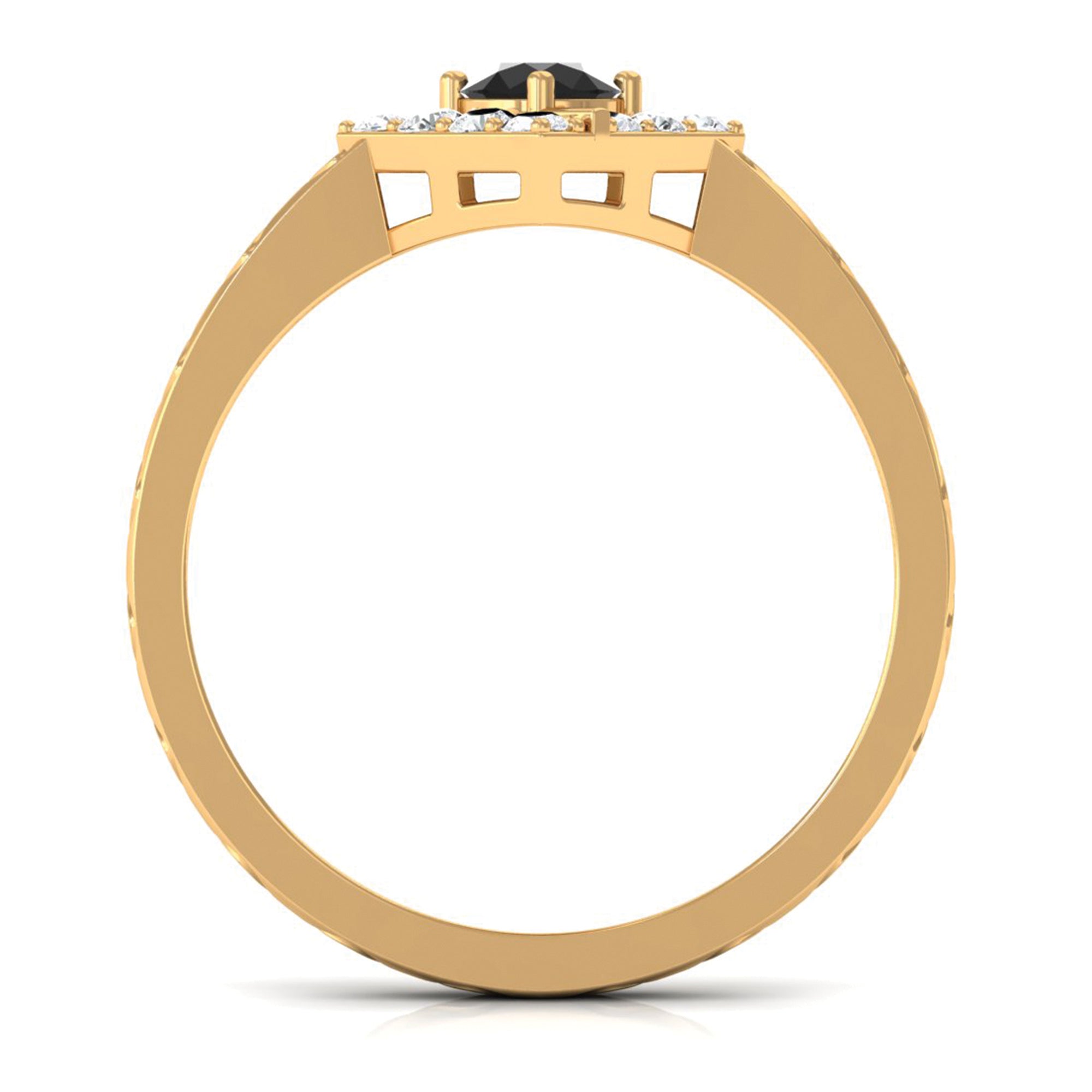 Minimal Black and White Diamond Textured Ring Black Diamond - ( AAA ) - Quality - Rosec Jewels